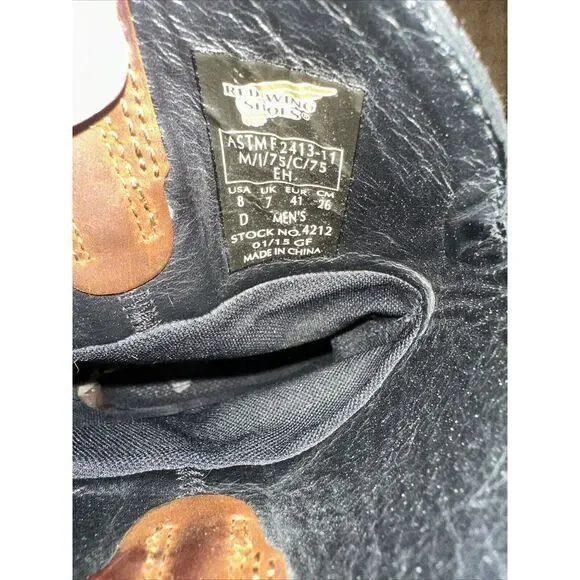 Vintage RED WING 4212 PECOS Brown‎ Leather Steel-Toe Cowboy Boots MENS 8 - Picture 6 of 7